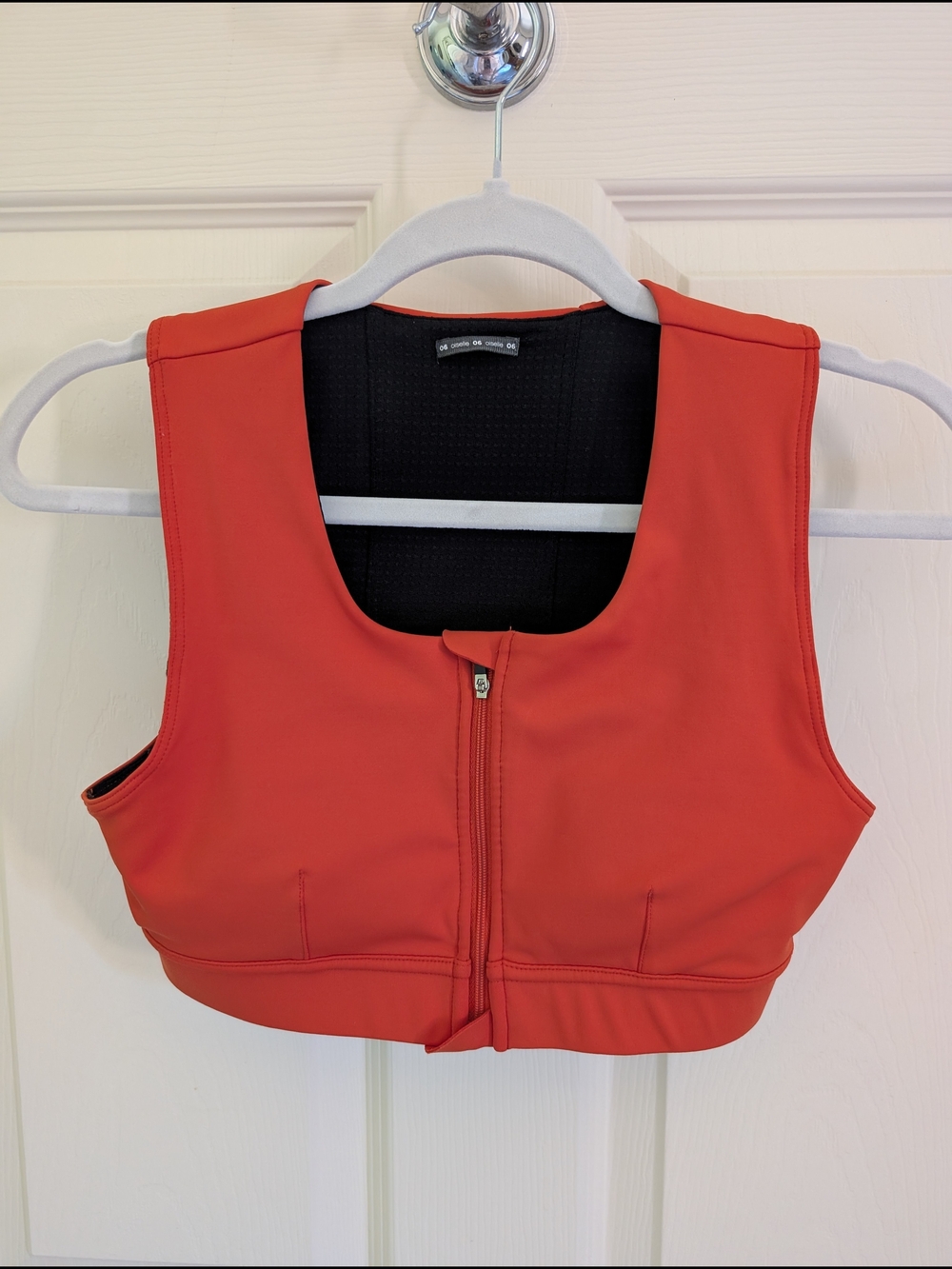 oiselle Front-Zip Sports Bra in Coral